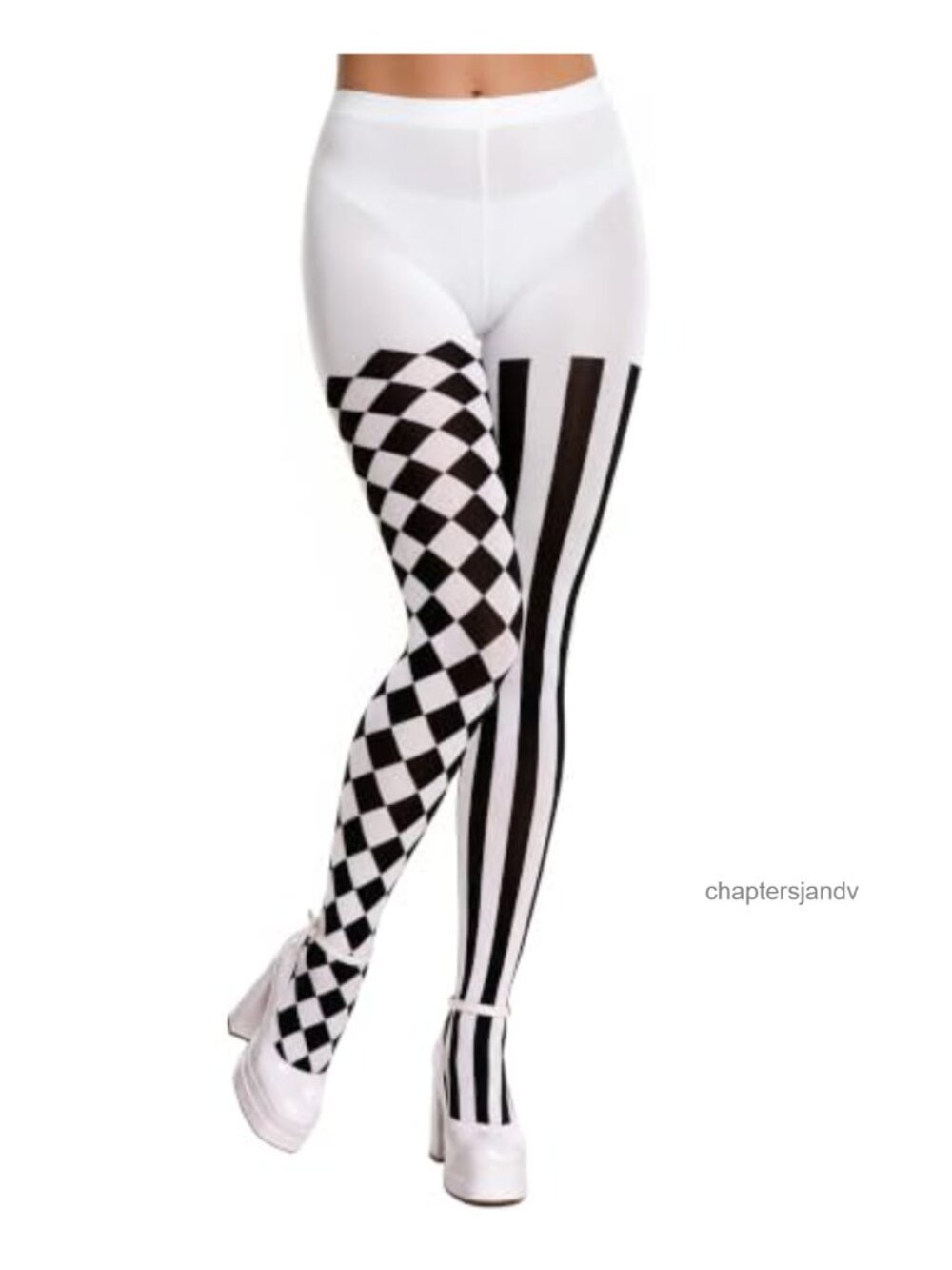 Harlequin Tights Women Mismatched Striped Diamond Pattern One Size